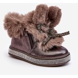 Kesi Children's snow boots with zipper and fur, brown, Hanija Cene'.'