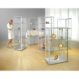 eurokraft pro Sodobno oblikovana vitrina, polvisoka, VxŠxG 1280 x 820 x 420 mm, z NN osvetlitvijo | Shoptok.si