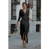 Fenzy Elegantna Haljina Sa Volanima I 3/4 Rukavima Brynlee, Crna | shoptok.hr