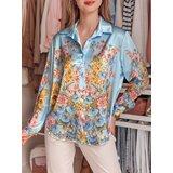 DStreet Koszula damska oversize w kwiaty BLOSSIVA błękitna | Shoptok.si