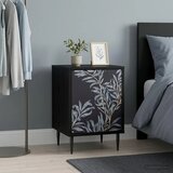  Noćni ormar DOKKUM Crni hrast 36 x 33 x 51 cm Konstruirano drvo - Plavi afti uzorak 1 | shoptok.hr