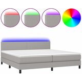  Krevet box spring s madracem LED svjetlosivi 200x200 cm tkanina | shoptok.hr