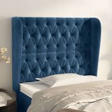  Vzglavje z ušesi temno modra 103x23x118/128 cm žamet, (20793488) Cene