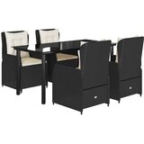  5-dijelni vrtni blagovaonski set s jastucima od poliratana crni Crna 160 x 80 x 74 cm | shoptok.hr
