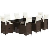  9-dijelni vrtni bistro set od poliratana s jastucima smeđi | Eponuda.com