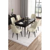 Hanah home Set Trpezarijski sto i 6 stolica Are, krem-crna | Eponuda.ba