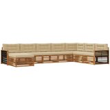  Set vanjskih sofa 8 kom. Prirodna i bež Čvrsto drvo akacije | shoptok.hr