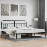 Metalni okvir za krevet s uzglavljem crni 200x200 cm | shoptok.hr