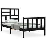  Posteljni okvir z vzglavjem črn 100x200 cm trden les, (20738218) | Shoptok.si