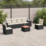 Maison Chic Seti vrtnega pohištva - Vrtna garnitura - Vrtni pohištvo set 7-delna z blazinami črn poli ratan, (21802177) | Shoptok.si