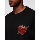 Ombre Men's cotton T-shirt with jewelry applique on chest - black | Shoptok.si