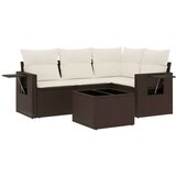vidaXL 5-dijelni set vrtnih sofa s jastucima poliratan smeđi | shoptok.hr