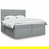 vidaXL Box spring postelja z vzmetnico svetlo siva 200x200 cm blago | Shoptok.si