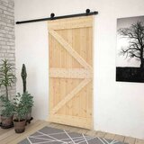  Klizna vrata Prirodna i crna 80 x 210 cm Masivna borovina | shoptok.hr
