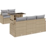  6-delni vrtni kavč set z blazinami Bež poli ratan | Shoptok.si