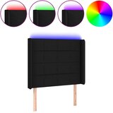  LED uzglavlje crno 93 x 16 x 118/128 cm od tkanine | shoptok.hr