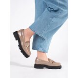 GOODIN Beige patent leather loafers for women on a platform | shoptok.hr