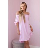Kesi Women's dress with ties on the sleeves - candy pink cene
