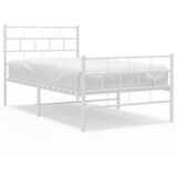 Maison Chic Kovinski Posteljni okvir - Enojna postelja - Postelja za odrasle z vzglavjem in vznožjem bel 107x203 cm, (21696647) | Shoptok.si