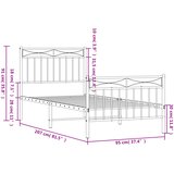 Metalni okvir kreveta uzglavlje i podnožje bijeli 90 x 200 cm | shoptok.hr
