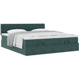  Otomanski posteljni okvir z vzmetnicami zelen 160x200 cm žamet, (21653426) | Shoptok.si