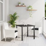 vidaXL 3 delna vrtna jedilna sestava z blazinami Bela poli ratan, vrtna miza Črna 80x80x73 cm Temperirano steklo | Shoptok.si