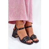 EVENTO Leather Patent Women's Heeled Sandals Black Mevonelle | Shoptok.si