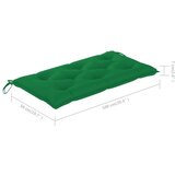  Klupa sa zelenim jastukom 112 cm od masivne tikovine | shoptok.hr