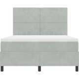 vidaXL Box Spring postelja z vzmetnico in LED svetlobo svetlo siva 140x190 cm žamet | Shoptok.si