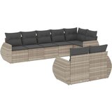 vidaXL 8-dijelni set vrtnih sofa od poliratana s jastucima svjetlosivi | shoptok.hr