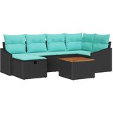 vidaXL Vrtna sedežna garnitura z blazino 7 pcs Črna Poly ratan, (5000021913) | Shoptok.si