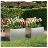 vidaXL Vrtna saksija 2 kom. Srebrna 60 x 40 x 40 cm Pocinčani čelik - Pocinčani čelik 60 x 40 x 40 cm 2 | shoptok.hr