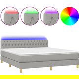 The Living Store Box spring postelja z vzmetnico LED sv. siva 160x200 cm blago - Box Spring Postelja, (21521212) | Shoptok.si