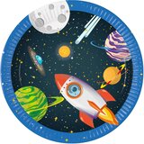 Procos Vesoljska pustolovščina papirnati krožniki z motivom planetov in raket, komplet 8 kosov. | Shoptok.si