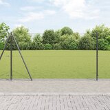 vidaXL varjena žična ograja s 13 flanšnimi stebri siva 1.2x25 m jeklo | Shoptok.si