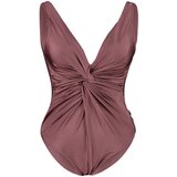 Trendyol Curve Plus Size Swimsuit - Brown - Plain | Shoptok.si