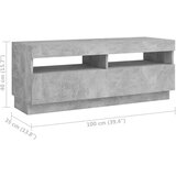 vidaXL TV ormarić s LED svjetlima siva boja betona 300 x 35 x 40 cm | shoptok.hr