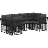  Set vanjskih sofa s jastukom 6 pcs Crna Poliester - Crna | shoptok.hr