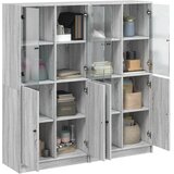  Regal za knjige s vratima boja hrasta 136x37x142 cm drveni Siva | Shoptok.si