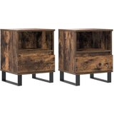 vidaXL Nočna omarica 2 kosa dimljen hrast 40x35x50 cm inženirski les | Shoptok.si