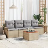 vidaXL 5-delna vrtna sofa garnitura z blazinami bež poli ratan akacija | Shoptok.si