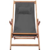  Sklopiva ležaljka za plažu od tkanine s drvenim okvirom siva | shoptok.hr