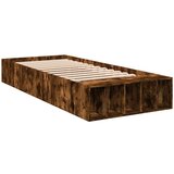 vidaXL Posteljni okvir dimljeni hrast 100x200 cm inženirski les | Shoptok.si