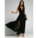 Fasardi Elegant black maxi dress with ties