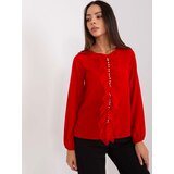 Fashion Hunters Red formal blouse with round neckline Cene