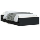 vidaXL Posteljni okvir s predali črn 75x190 cm inženirski les | Shoptok.si