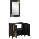  Set ormarića za kupaonicu Zidne 2 pcs Crna Čvrsto drvo manga | Eponuda.com