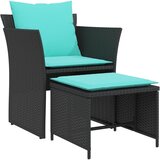 Maison Chic Vrtni Stoli - Stol za vrt s stolčkom za noge črn poli ratan JS703, (21877450) | Shoptok.si