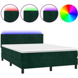  Krevet box spring s madracem LED tamnozeleni 140x190 cm baršun | shoptok.hr