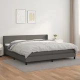 The Living Store Box spring postelja z vzmetnico siva 200x200 cm umetno usnje - Box Spring Postelja, (21520746)